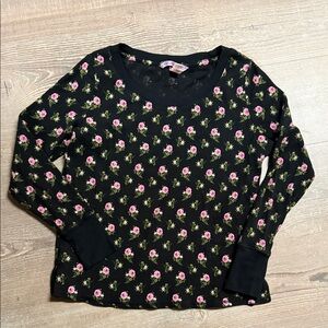 Victoria Secret Waffle Knit Floral Long Sleeve Top